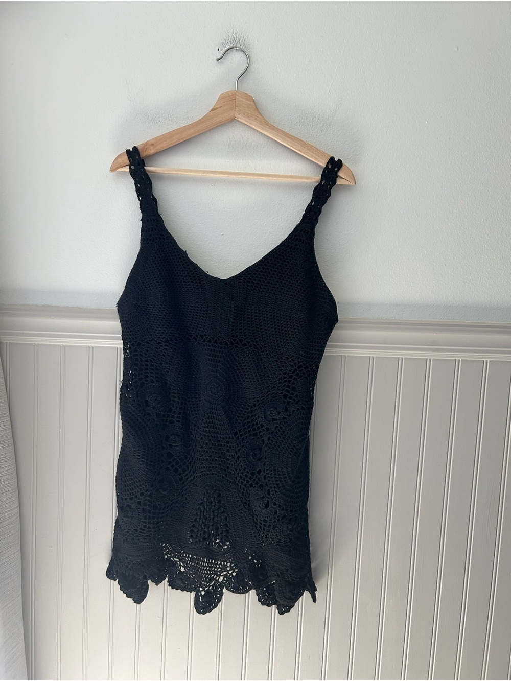 Y2K Spiegel Women’s XL Black Crochet V‑Neck Tank
